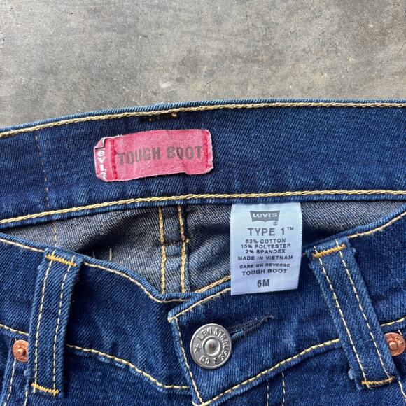 Levi's Type1 Tough Boot Stretch Jeans Women's 6M Blue Dark Wash Denim Pants - Picture 4 of 12